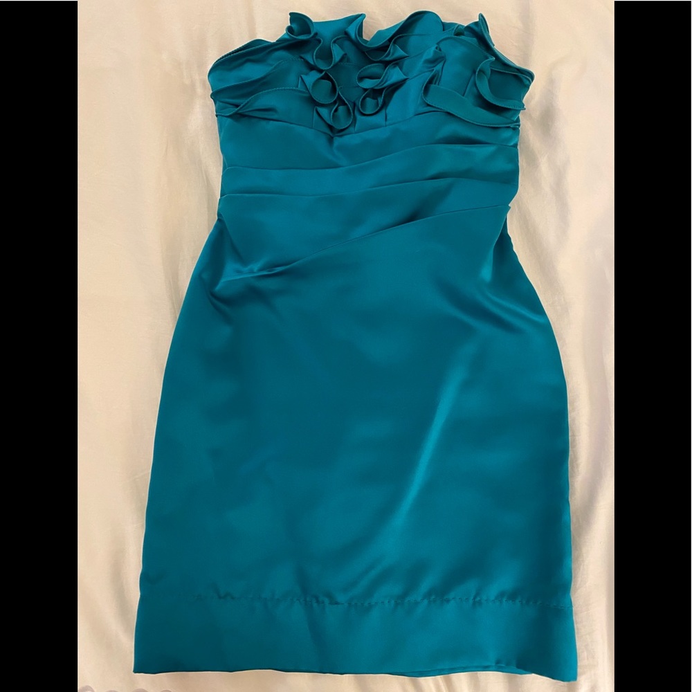Phoebe Couture Strapless Green Cocktail Dress